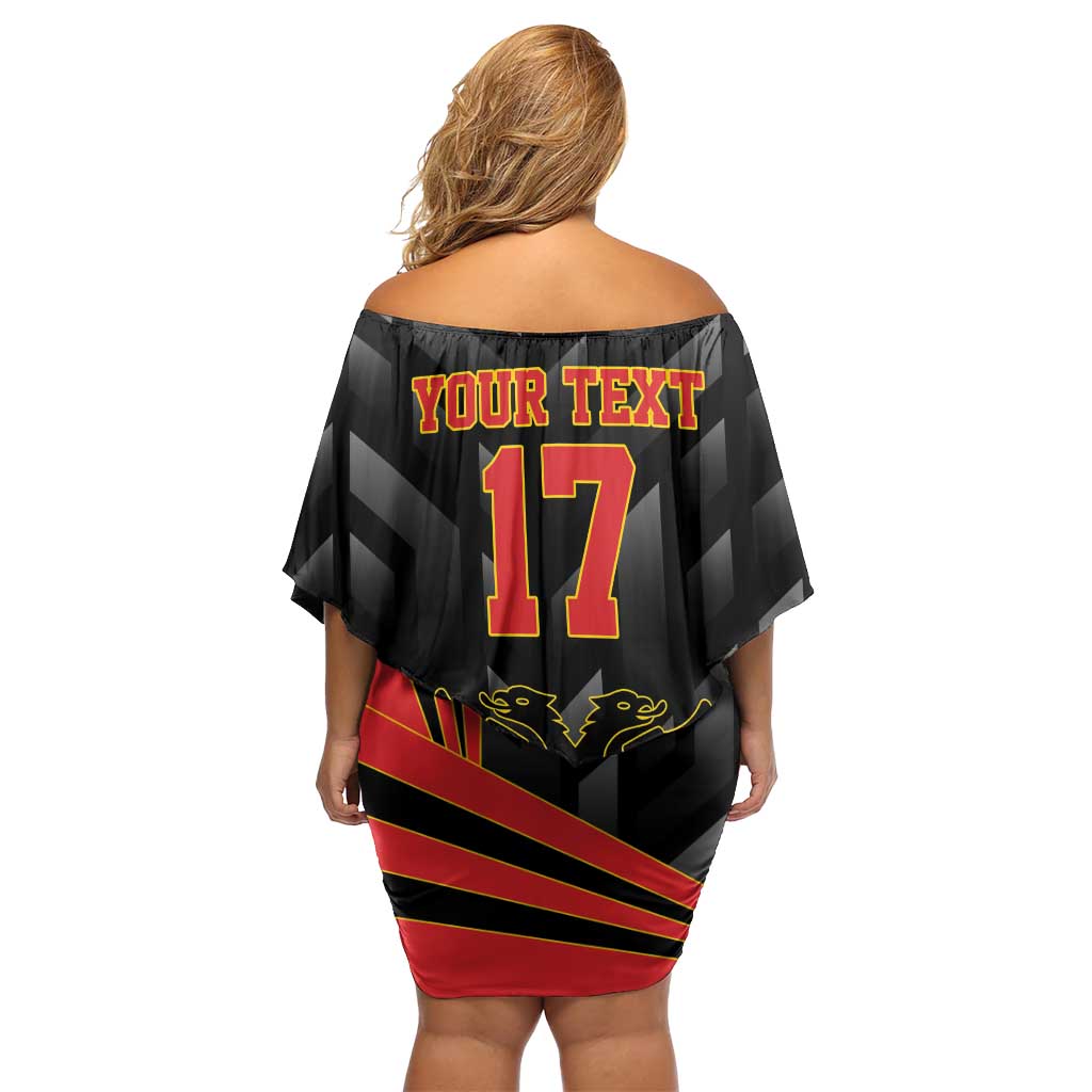 Custom Albania Football We are Champions Family Matching Off Shoulder Short Dress and Hawaiian Shirt Sporty Style with The Double-headed eagle