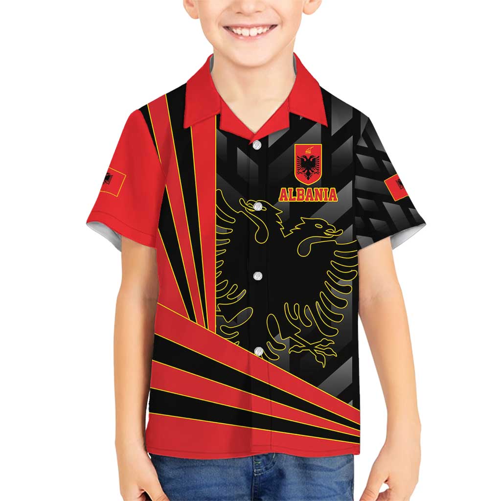 Custom Albania Football We are Champions Family Matching Off Shoulder Short Dress and Hawaiian Shirt Sporty Style with The Double-headed eagle