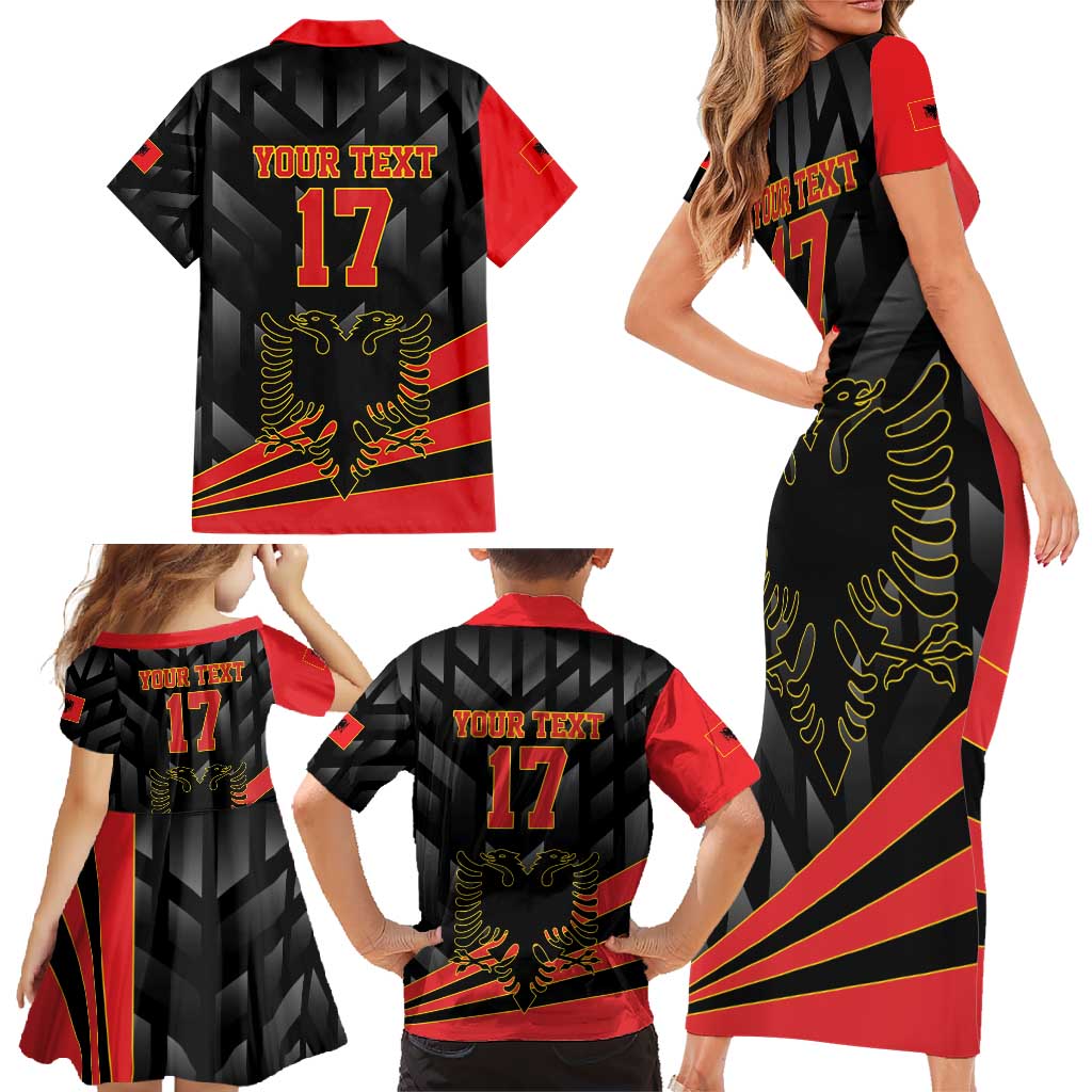 Custom Albania Football We are Champions Family Matching Short Sleeve Bodycon Dress and Hawaiian Shirt Sporty Style with The Double-headed eagle