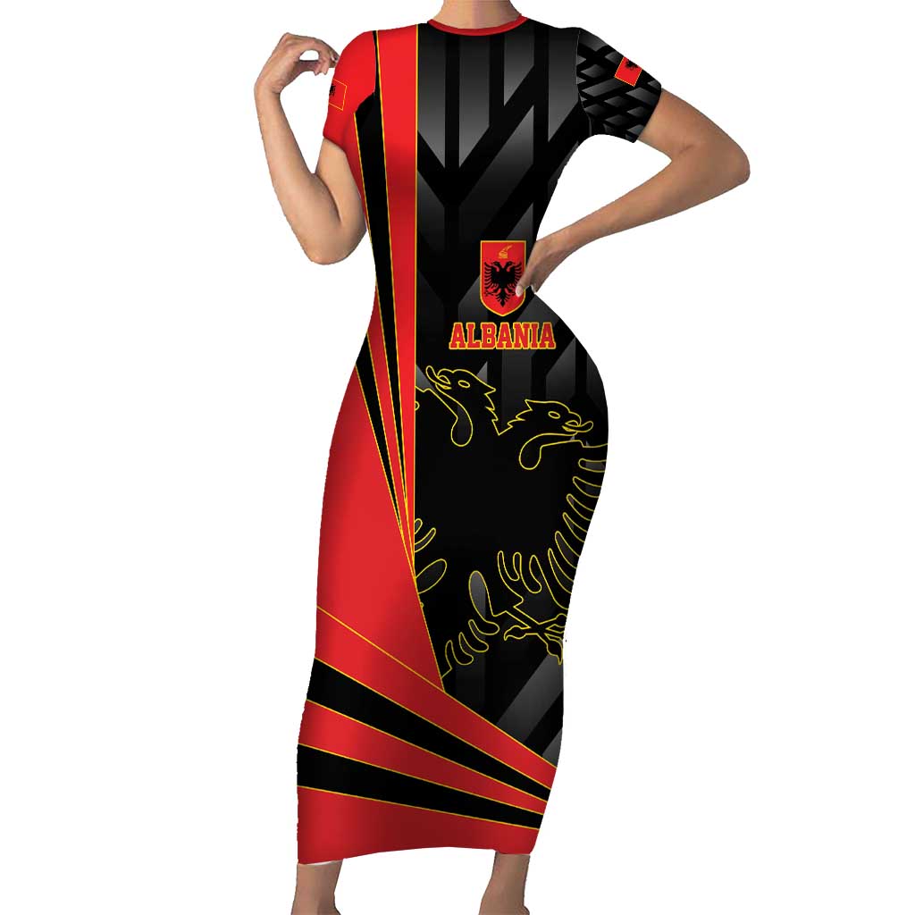 Custom Albania Football We are Champions Family Matching Short Sleeve Bodycon Dress and Hawaiian Shirt Sporty Style with The Double-headed eagle