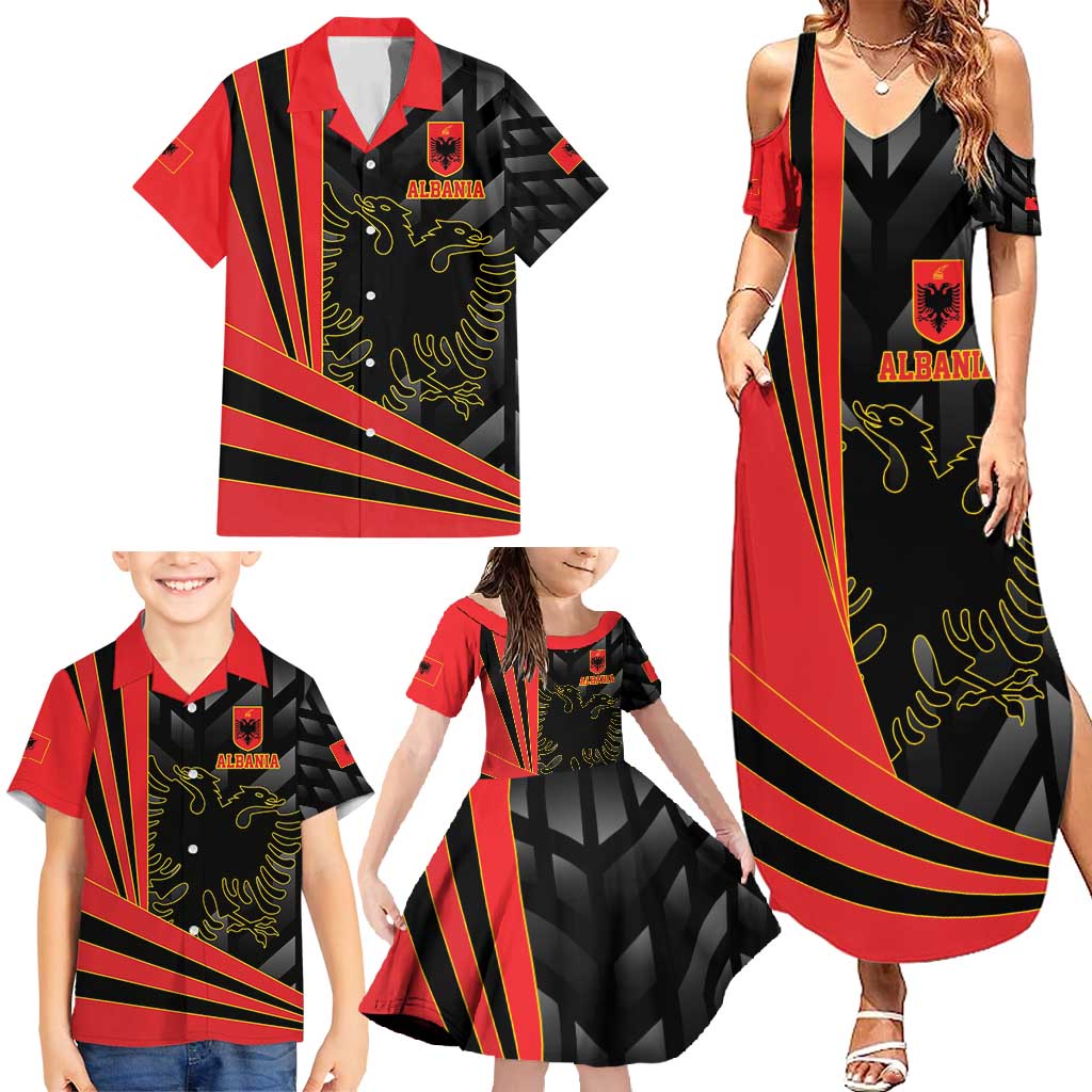 Custom Albania Football We are Champions Family Matching Summer Maxi Dress and Hawaiian Shirt Sporty Style with The Double-headed eagle