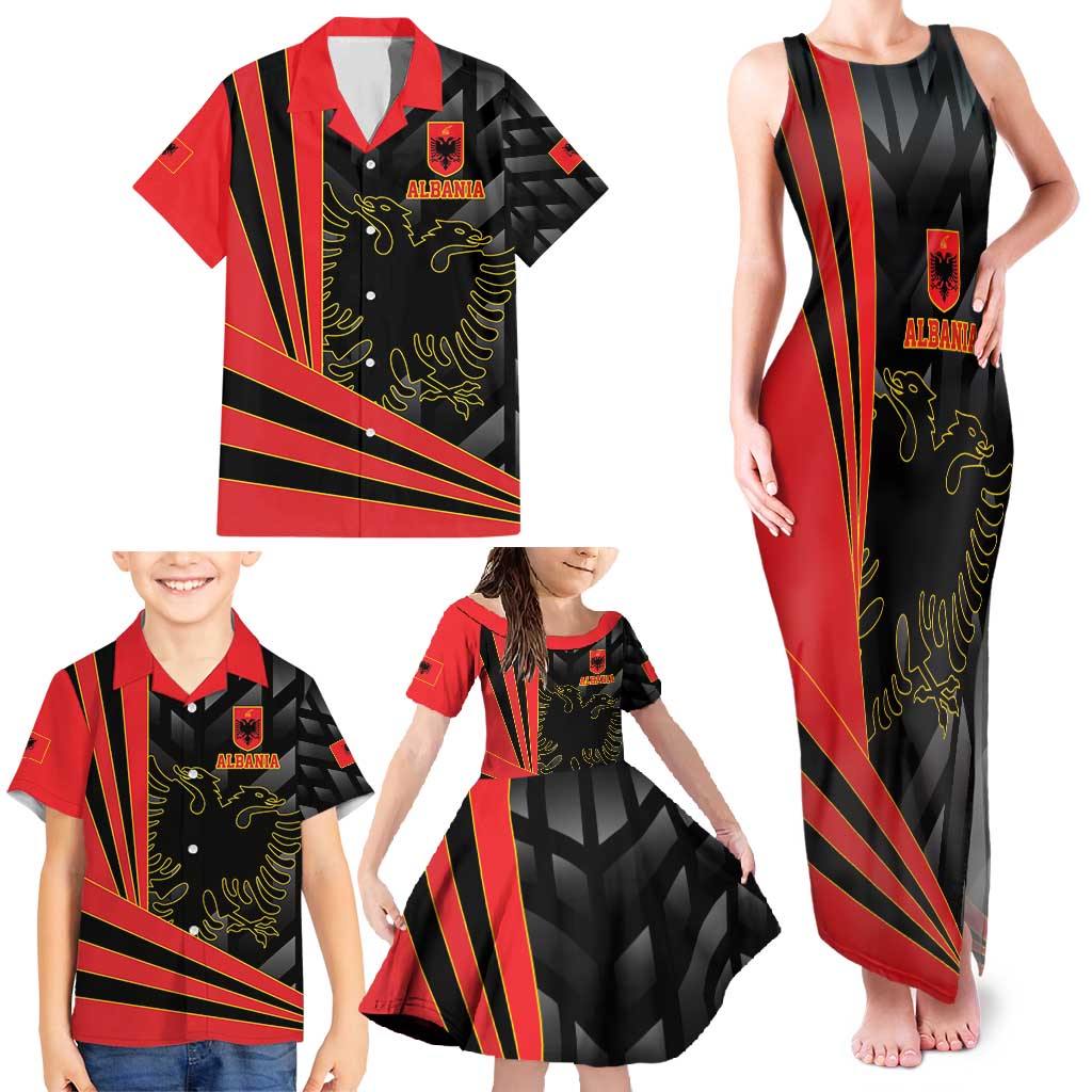 Custom Albania Football We are Champions Family Matching Tank Maxi Dress and Hawaiian Shirt Sporty Style with The Double-headed eagle