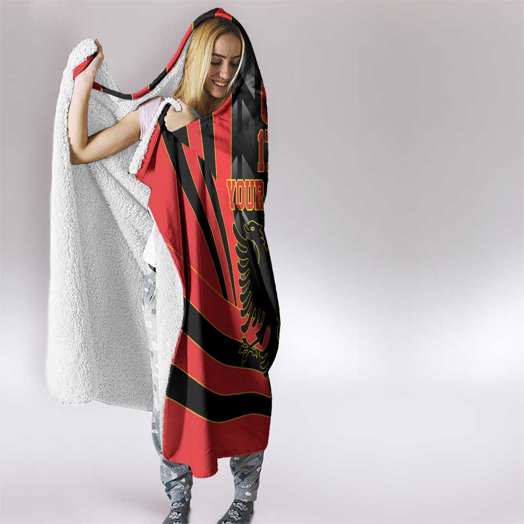 Custom Albania Football We are Champions Hooded Blanket Sporty Style with The Double-headed eagle