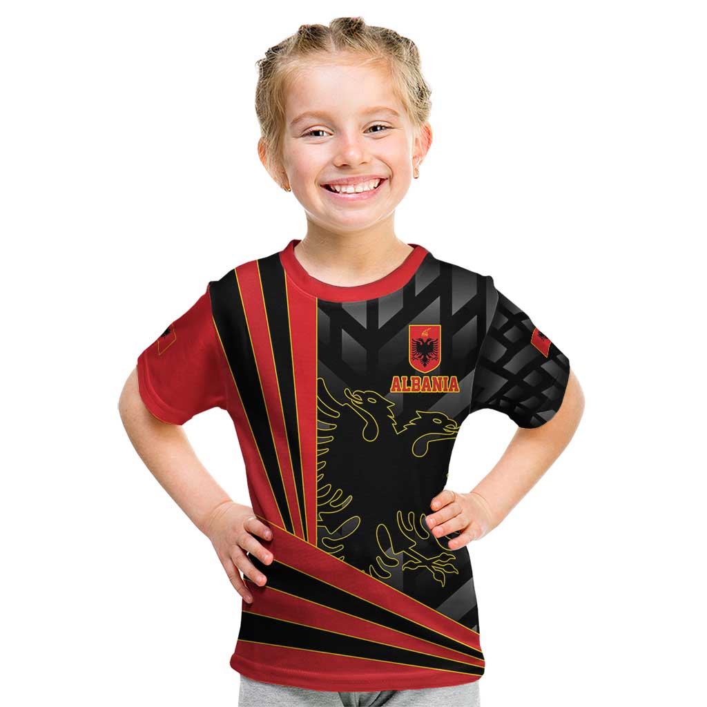 Custom Albania Football We are Champions Kid T Shirt Sporty Style with The Double-headed eagle