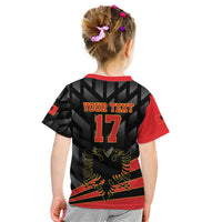 Custom Albania Football We are Champions Kid T Shirt Sporty Style with The Double-headed eagle