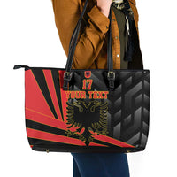 Custom Albania Football We are Champions Leather Tote Bag Sporty Style with The Double-headed eagle