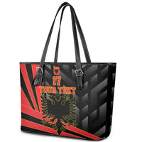 Custom Albania Football We are Champions Leather Tote Bag Sporty Style with The Double-headed eagle