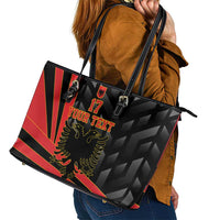 Custom Albania Football We are Champions Leather Tote Bag Sporty Style with The Double-headed eagle