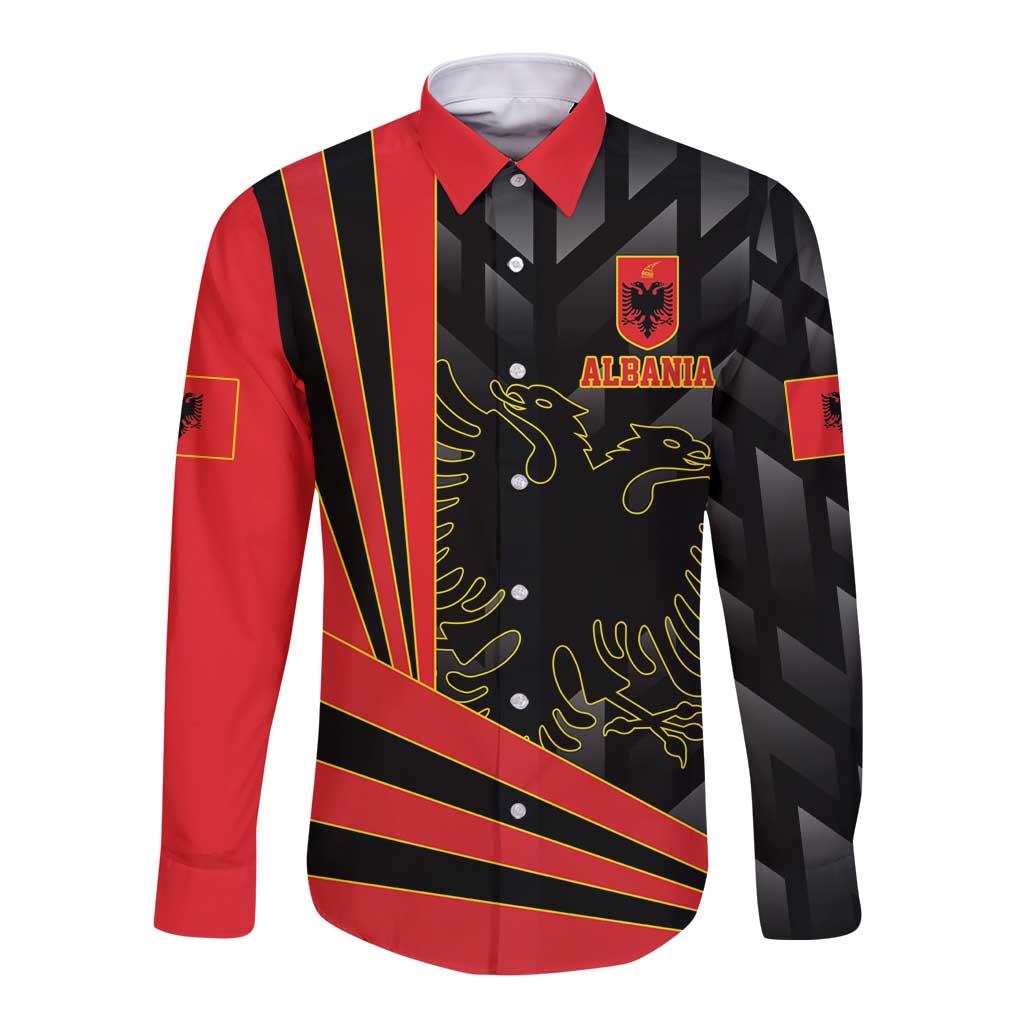 Custom Albania Football We are Champions Long Sleeve Button Shirt Sporty Style with The Double-headed eagle