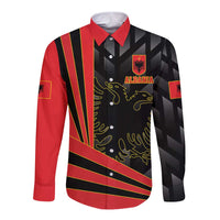 Custom Albania Football We are Champions Long Sleeve Button Shirt Sporty Style with The Double-headed eagle