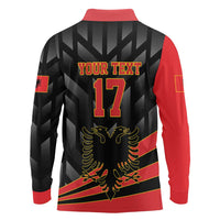 Custom Albania Football We are Champions Long Sleeve Polo Shirt Sporty Style with The Double-headed eagle