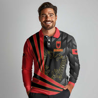 Custom Albania Football We are Champions Long Sleeve Polo Shirt Sporty Style with The Double-headed eagle