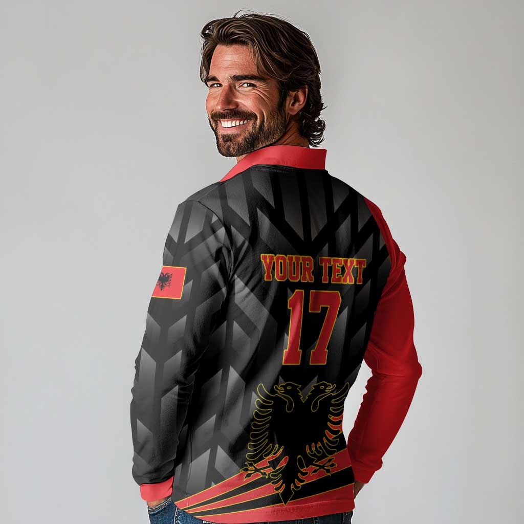 Custom Albania Football We are Champions Long Sleeve Polo Shirt Sporty Style with The Double-headed eagle