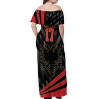 Custom Albania Football We are Champions Off Shoulder Maxi Dress Sporty Style with The Double-headed eagle