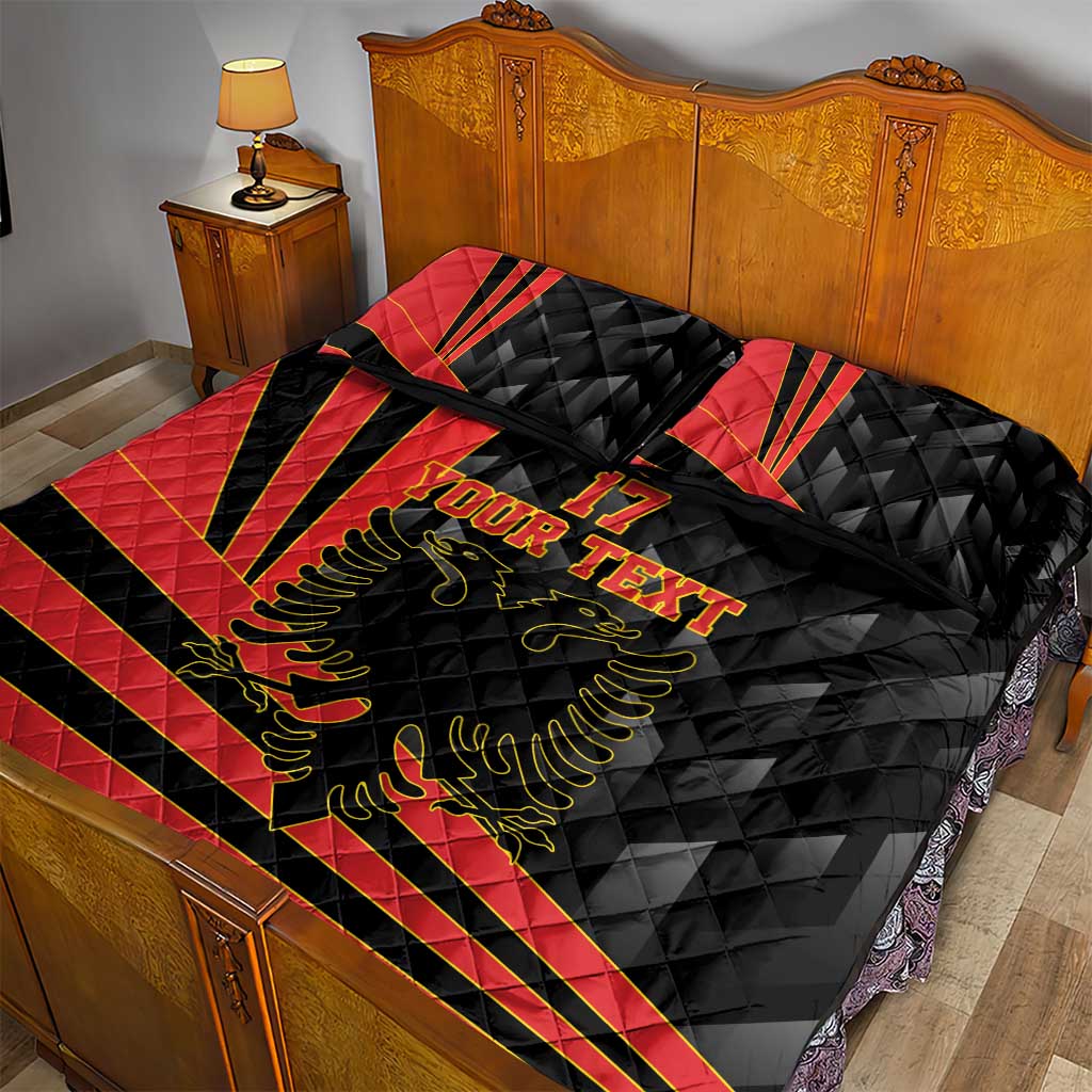 Custom Albania Football We are Champions Quilt Bed Set Sporty Style with The Double-headed eagle