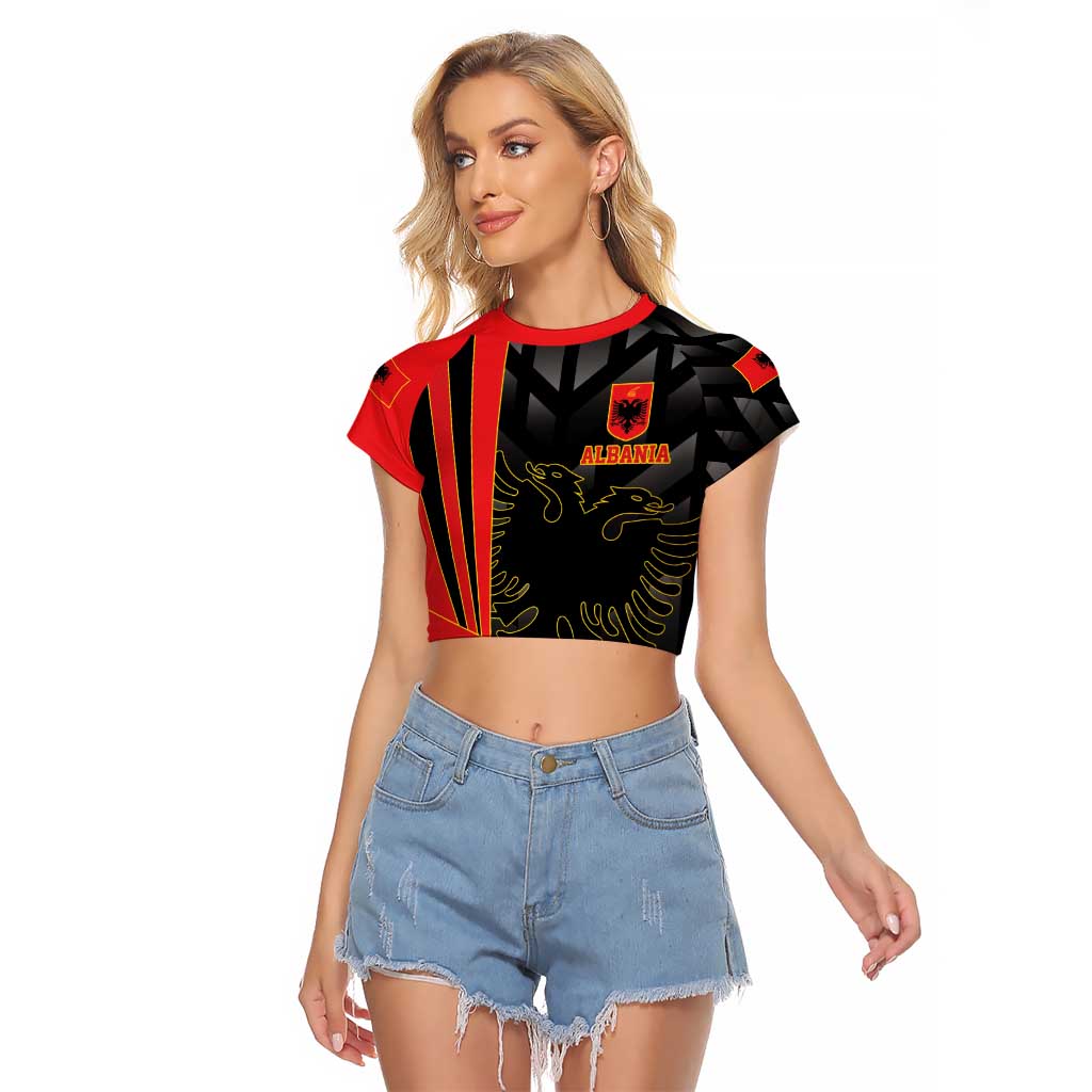 Custom Albania Football We are Champions Raglan Cropped T Shirt Sporty Style with The Double-headed eagle