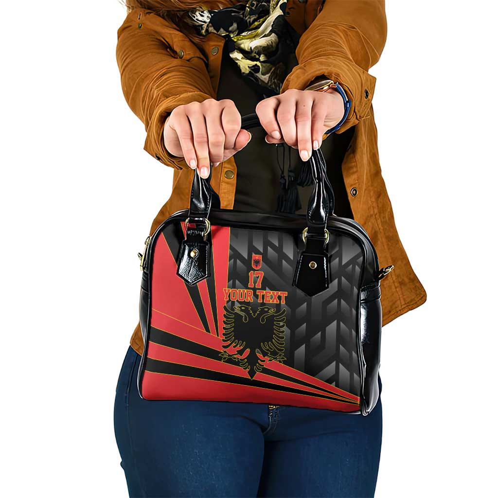 Custom Albania Football We are Champions Shoulder Handbag Sporty Style with The Double-headed eagle
