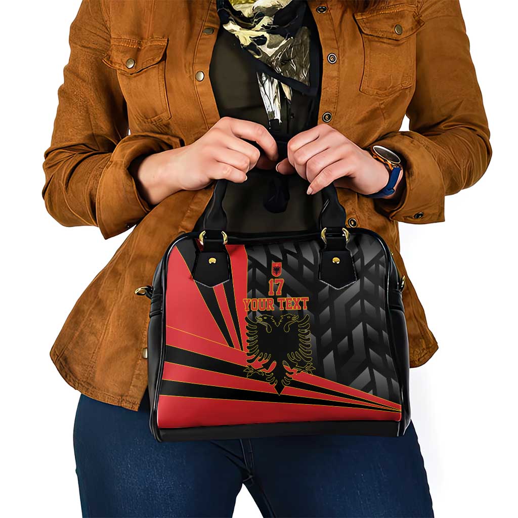 Custom Albania Football We are Champions Shoulder Handbag Sporty Style with The Double-headed eagle