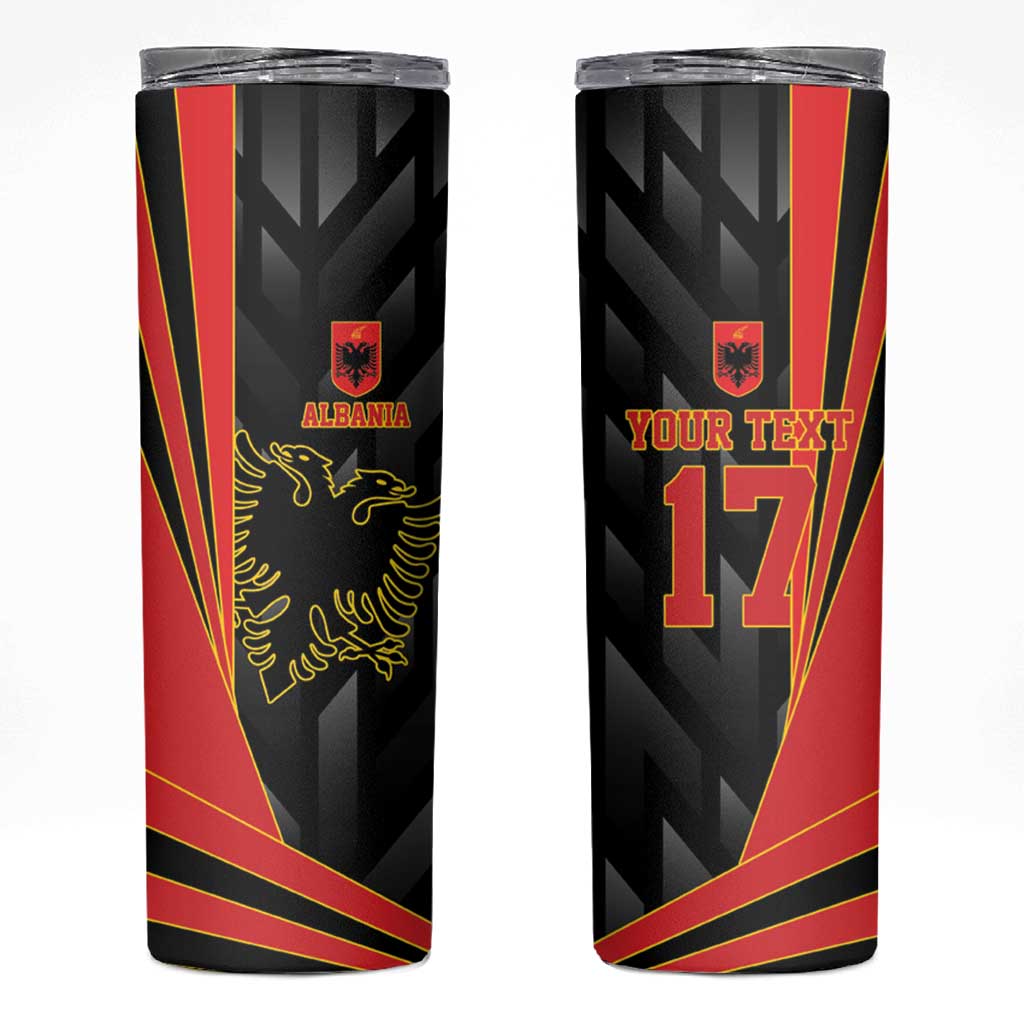 Custom Albania Football We are Champions Skinny Tumbler Sporty Style with The Double-headed eagle