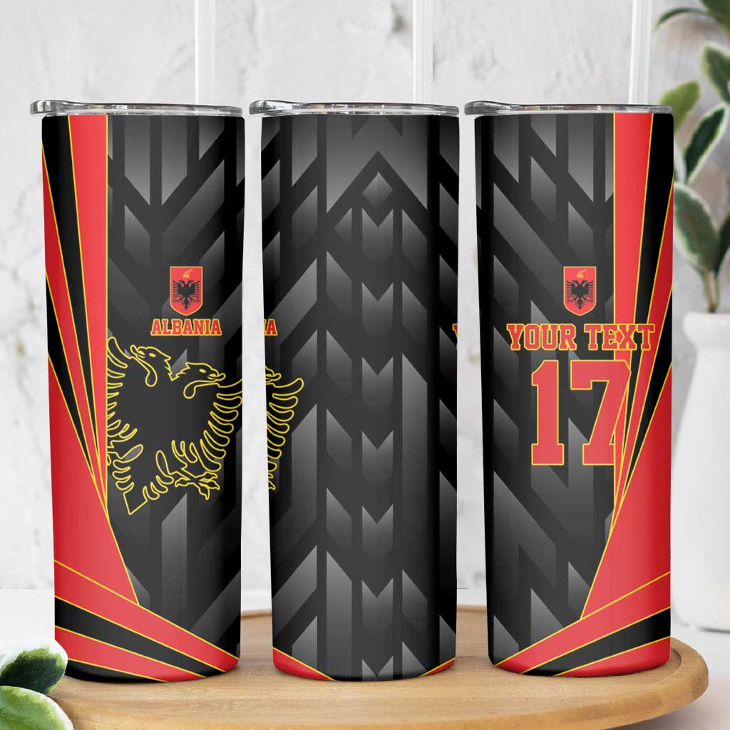 Custom Albania Football We are Champions Skinny Tumbler Sporty Style with The Double-headed eagle