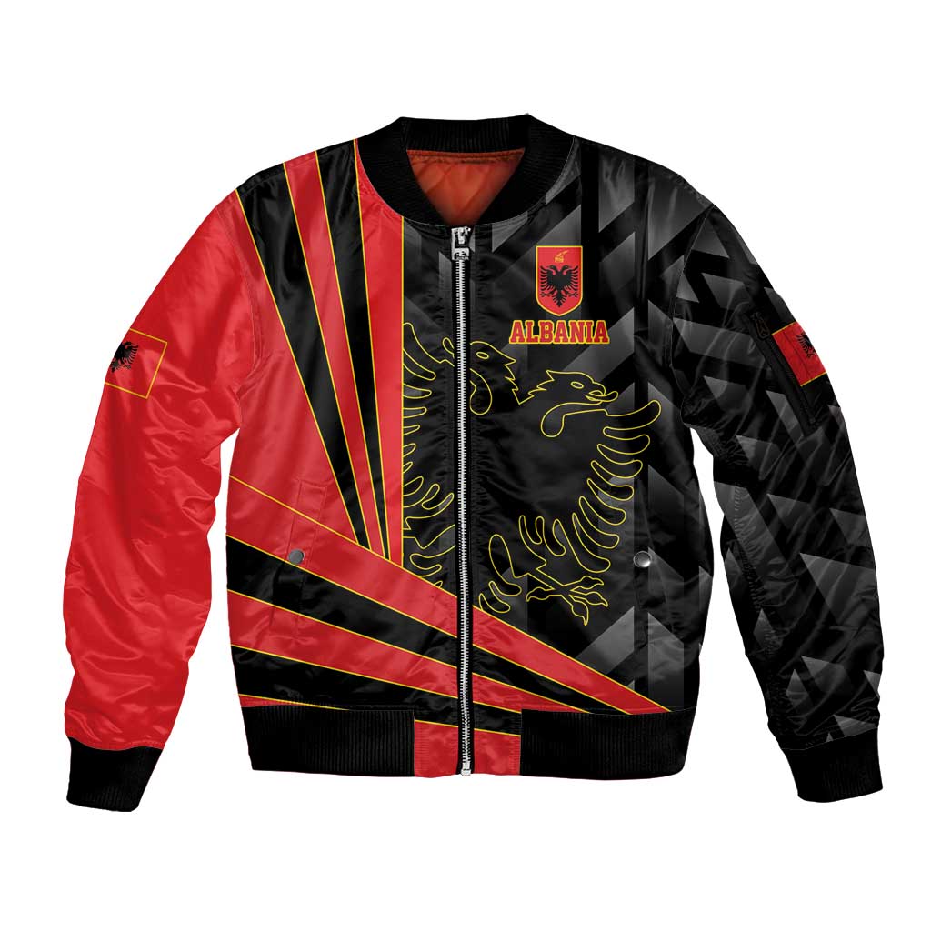 Custom Albania Football We are Champions Sleeve Zip Bomber Jacket Sporty Style with The Double-headed eagle