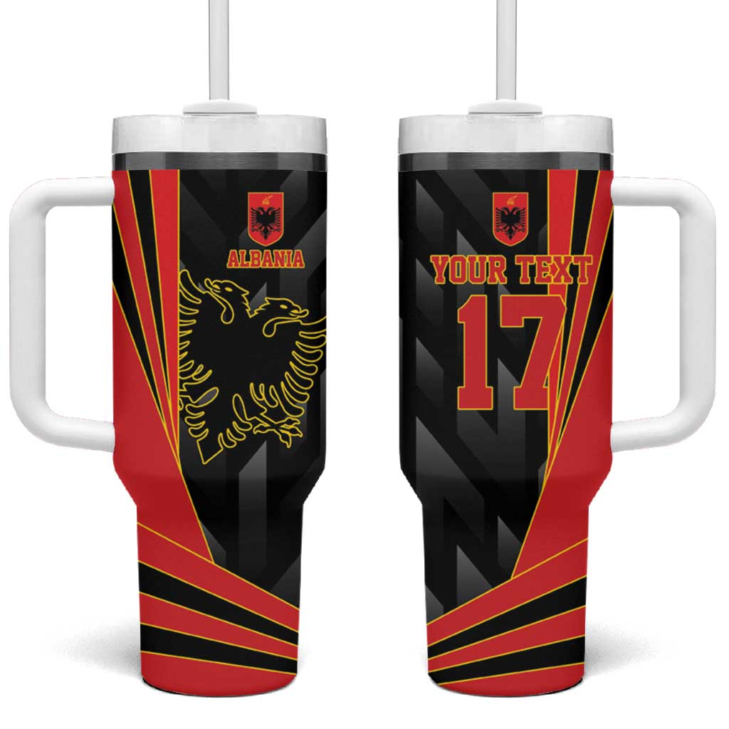 Custom Albania Football We are Champions Tumbler With Handle Sporty Style with The Double-headed eagle