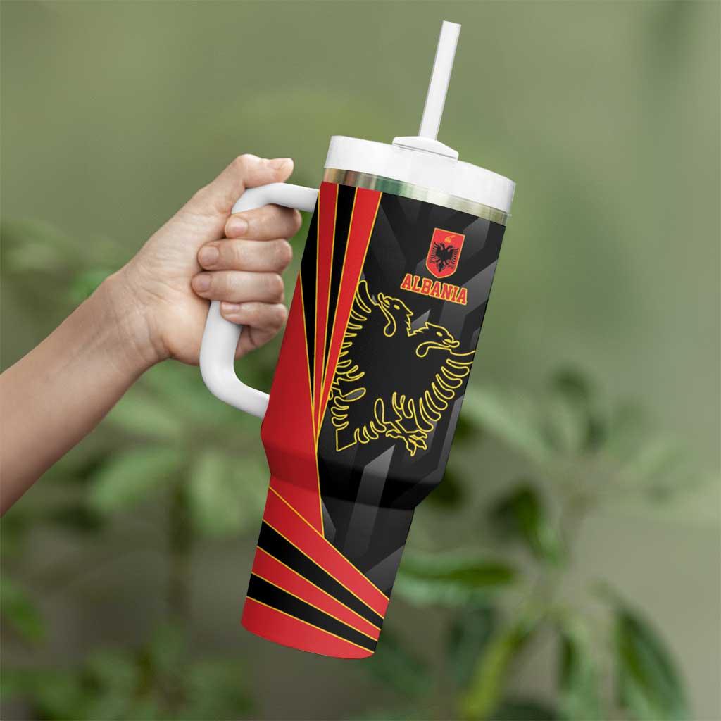 Custom Albania Football We are Champions Tumbler With Handle Sporty Style with The Double-headed eagle