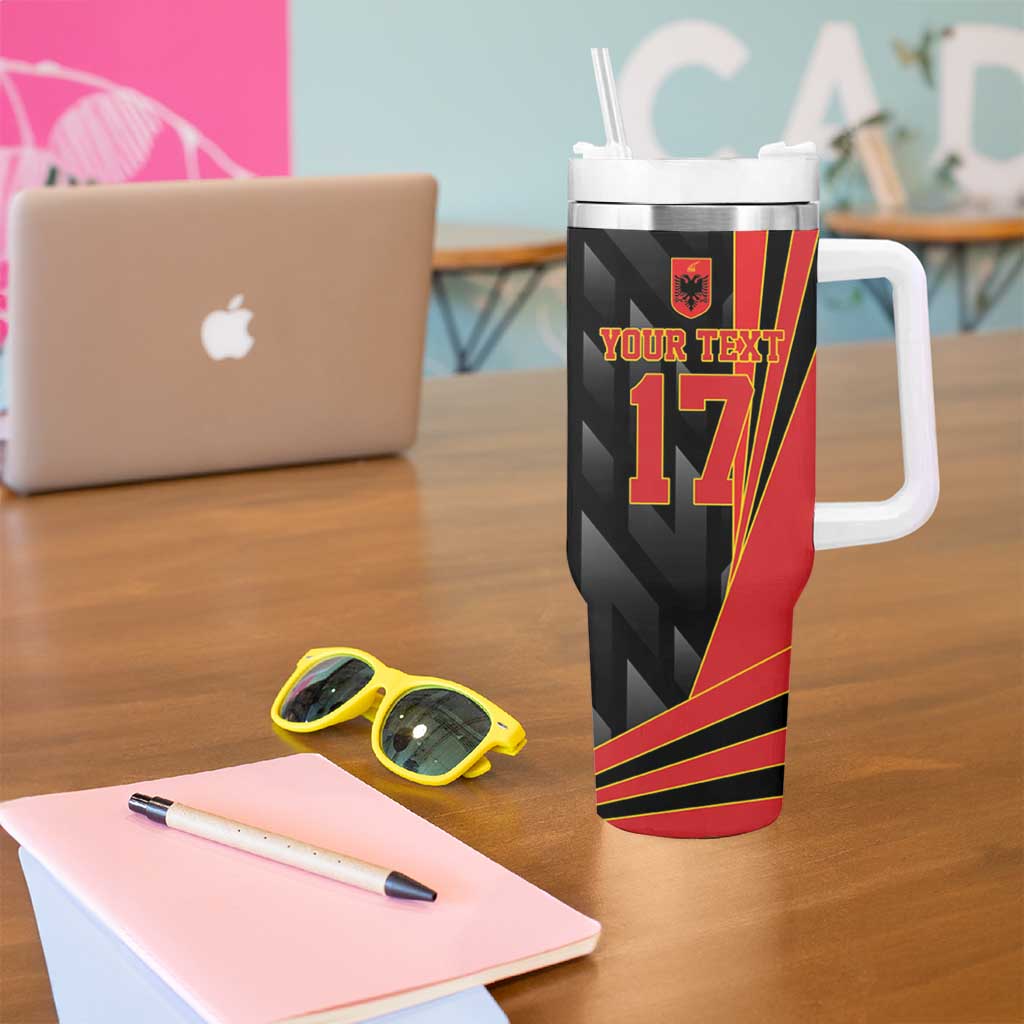 Custom Albania Football We are Champions Tumbler With Handle Sporty Style with The Double-headed eagle