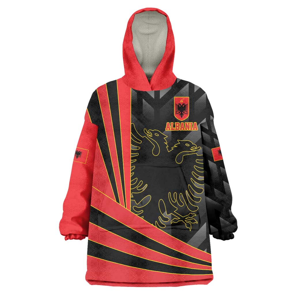 Custom Albania Football We are Champions Wearable Blanket Hoodie Sporty Style with The Double-headed eagle