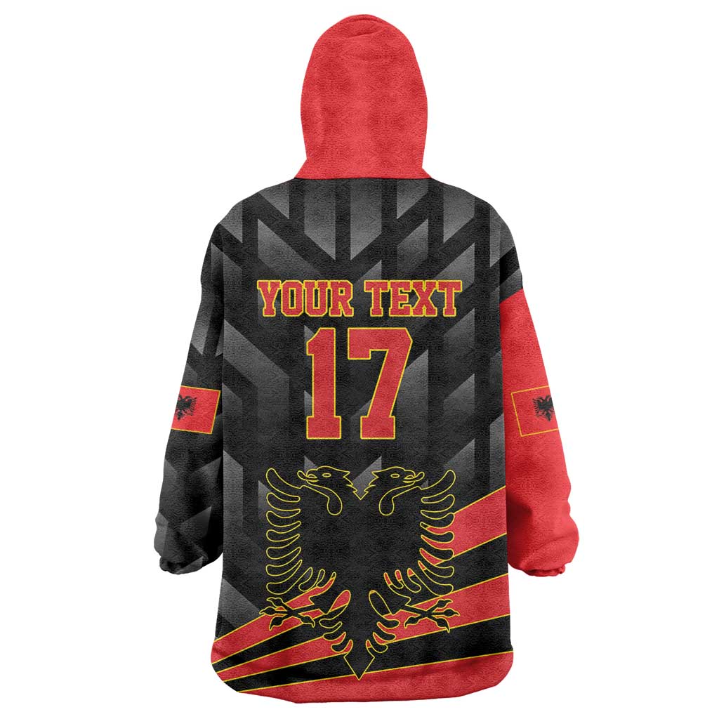 Custom Albania Football We are Champions Wearable Blanket Hoodie Sporty Style with The Double-headed eagle