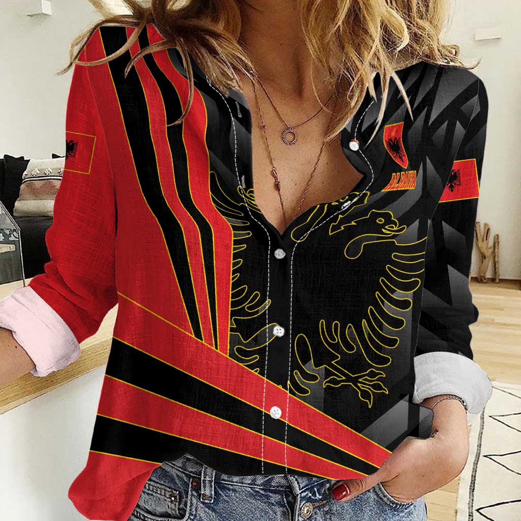 Custom Albania Football We are Champions Women Casual Shirt Sporty Style with The Double-headed eagle