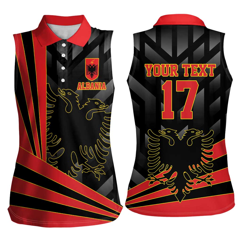Custom Albania Football We are Champions Women Sleeveless Polo Shirt Sporty Style with The Double-headed eagle