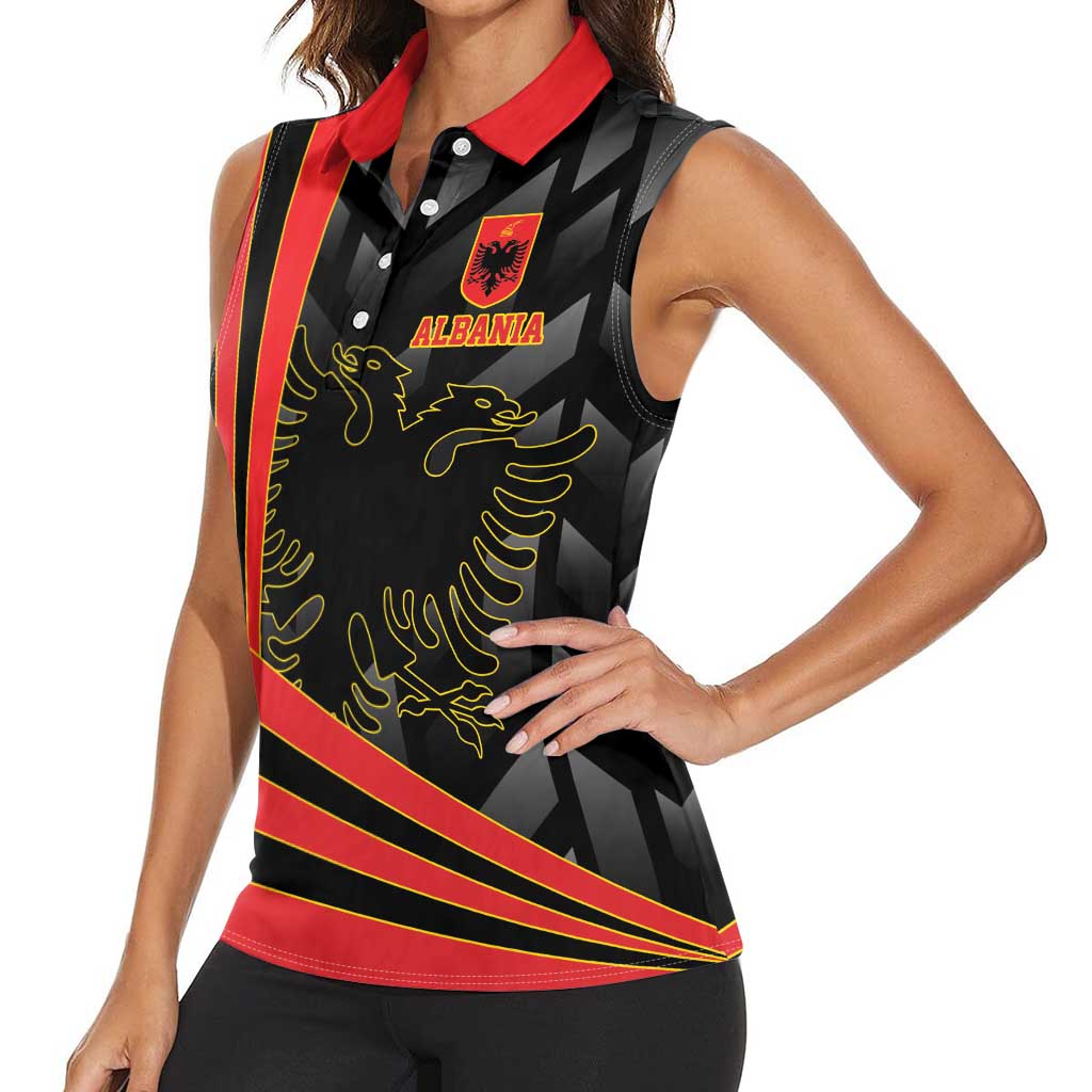Custom Albania Football We are Champions Women Sleeveless Polo Shirt Sporty Style with The Double-headed eagle