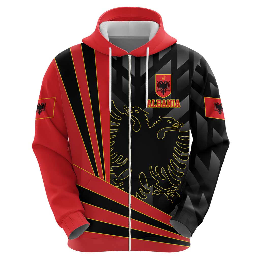 Custom Albania Football We are Champions Zip Hoodie Sporty Style with The Double-headed eagle