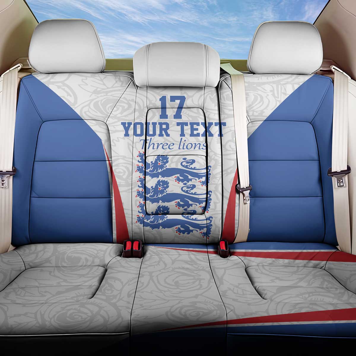 Custom England Football We are Champions Back Car Seat Cover Sporty Style The Three Lions