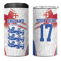 Custom England Football We are Champions 4 in 1 Can Cooler Tumbler Sporty Style The Three Lions