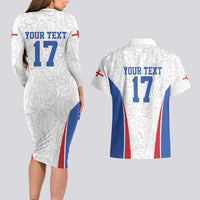 Custom England Football We are Champions Couples Matching Long Sleeve Bodycon Dress and Hawaiian Shirt Sporty Style The Three Lions