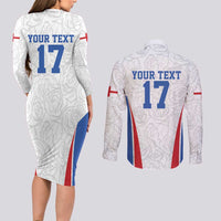 Custom England Football We are Champions Couples Matching Long Sleeve Bodycon Dress and Long Sleeve Button Shirt Sporty Style The Three Lions