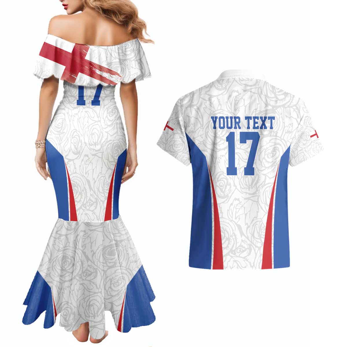 Custom England Football We are Champions Couples Matching Mermaid Dress and Hawaiian Shirt Sporty Style The Three Lions