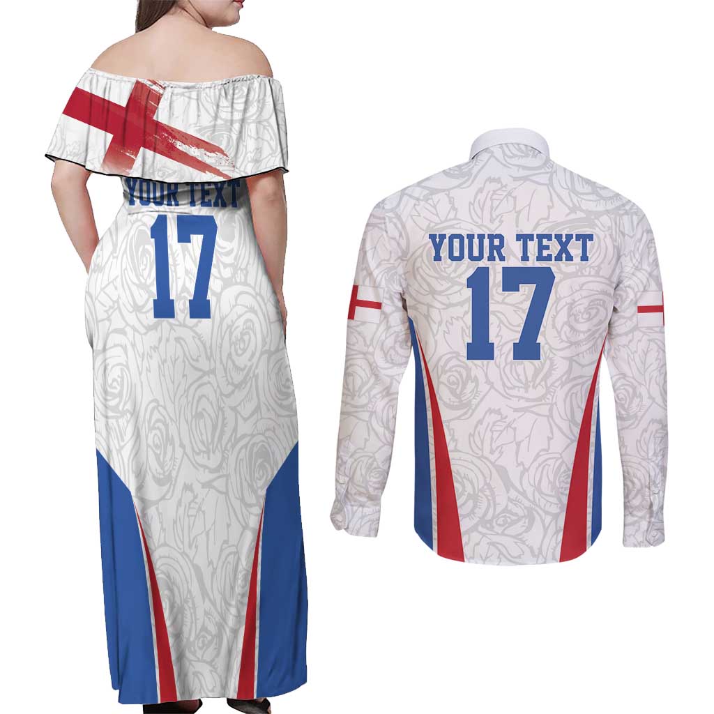 Custom England Football We are Champions Couples Matching Off Shoulder Maxi Dress and Long Sleeve Button Shirt Sporty Style The Three Lions
