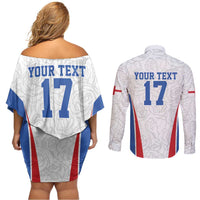 Custom England Football We are Champions Couples Matching Off Shoulder Short Dress and Long Sleeve Button Shirt Sporty Style The Three Lions