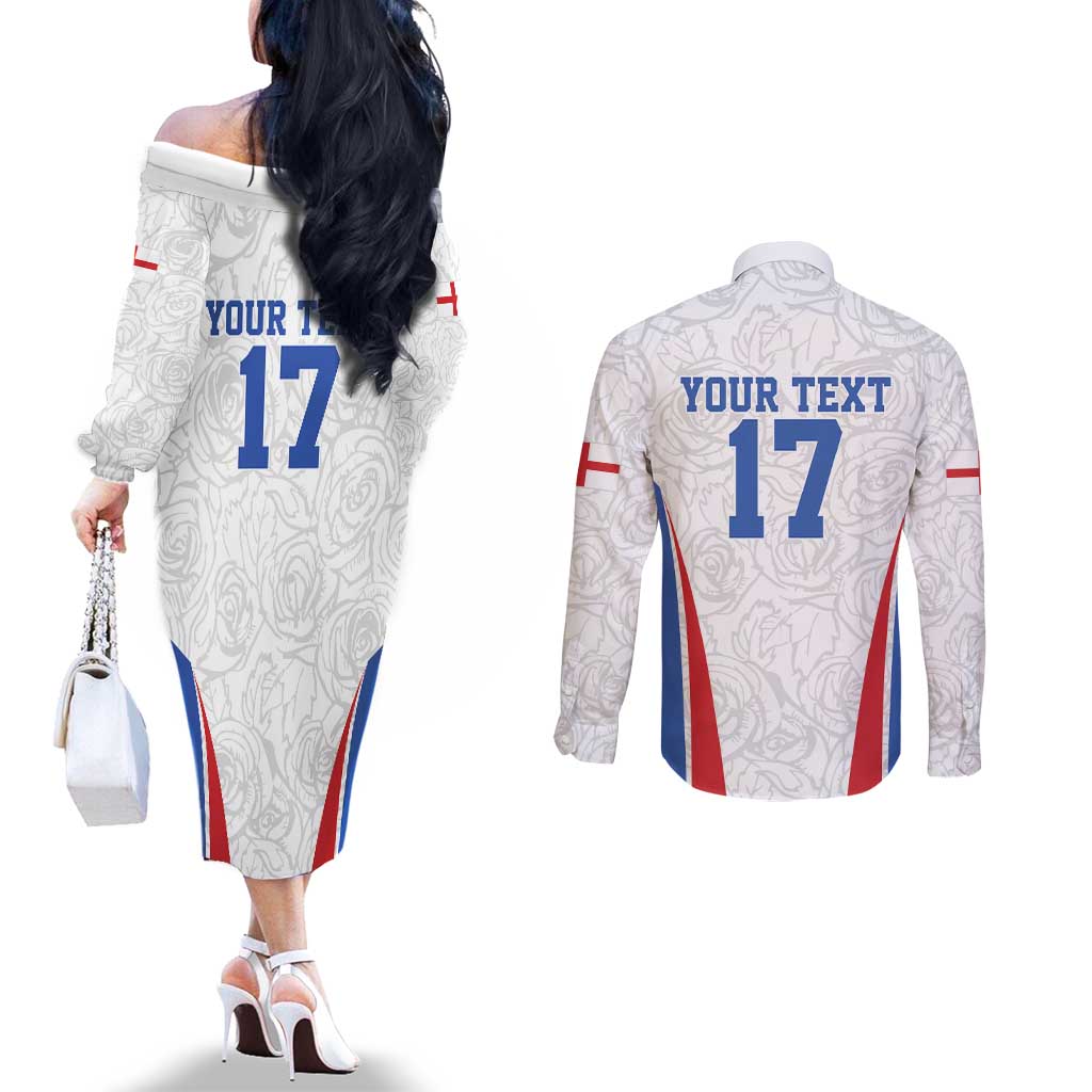 Custom England Football We are Champions Couples Matching Off The Shoulder Long Sleeve Dress and Long Sleeve Button Shirt Sporty Style The Three Lions