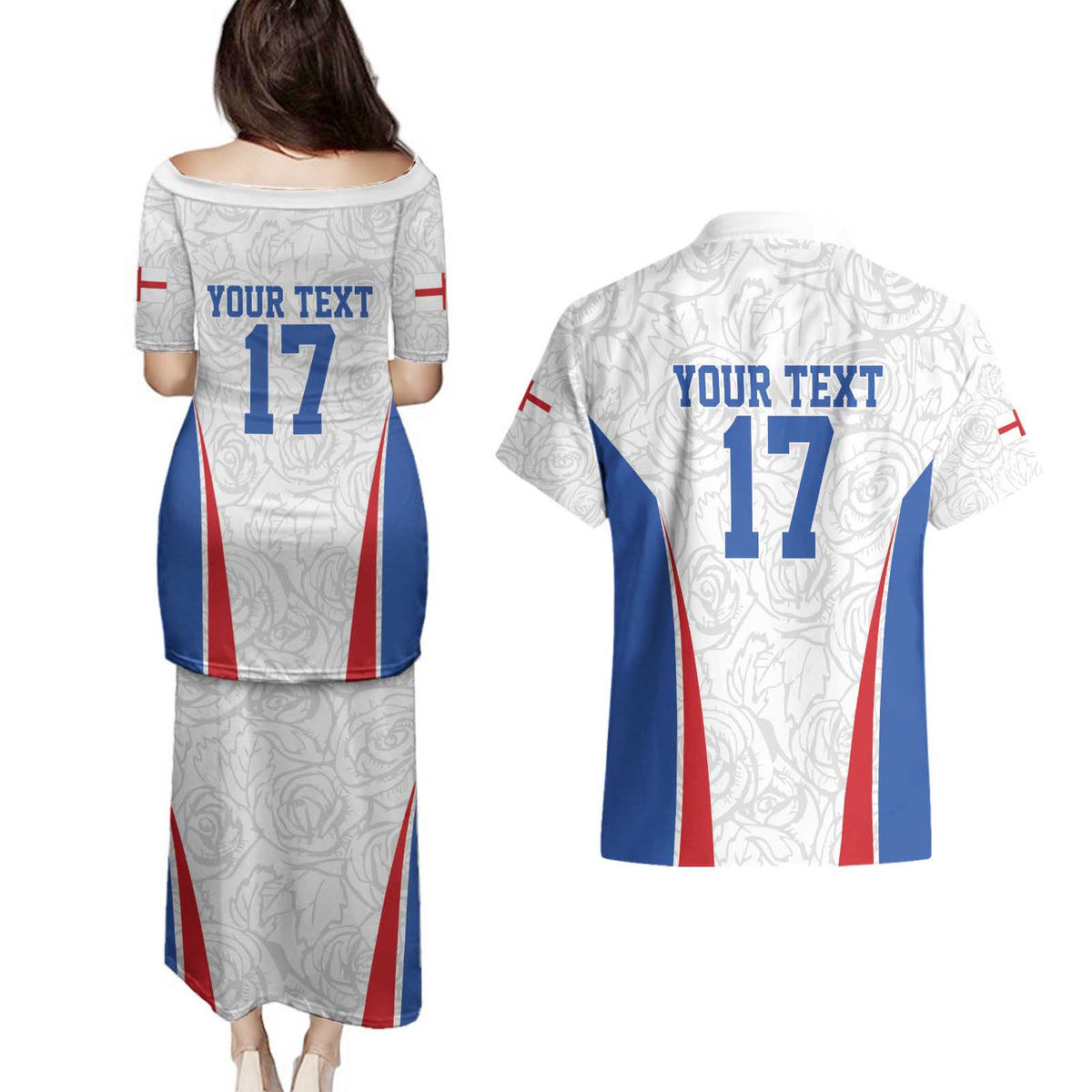 Custom England Football We are Champions Couples Matching Puletasi and Hawaiian Shirt Sporty Style The Three Lions