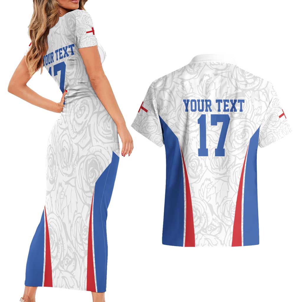Custom England Football We are Champions Couples Matching Short Sleeve Bodycon Dress and Hawaiian Shirt Sporty Style The Three Lions
