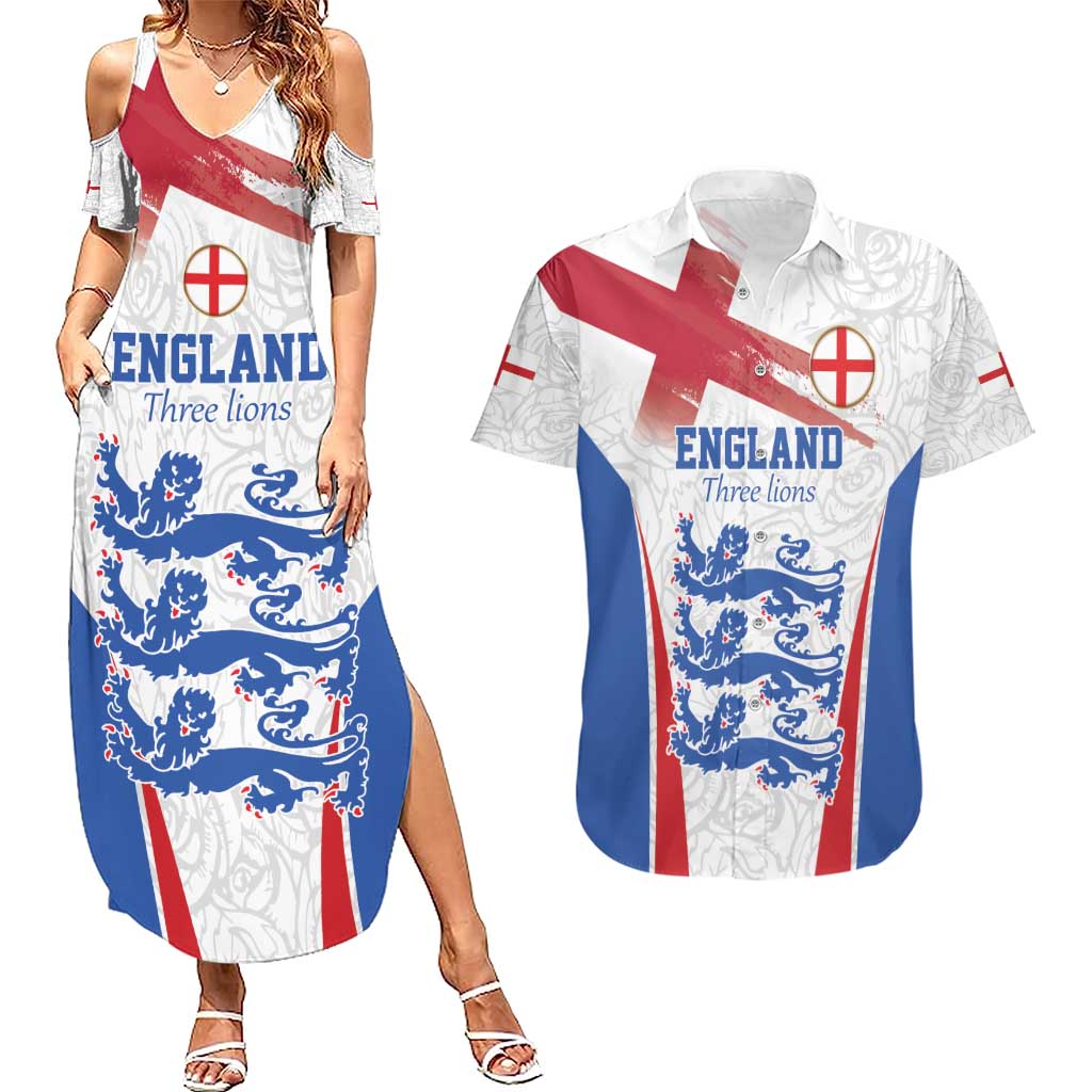 Custom England Football We are Champions Couples Matching Summer Maxi Dress and Hawaiian Shirt Sporty Style The Three Lions