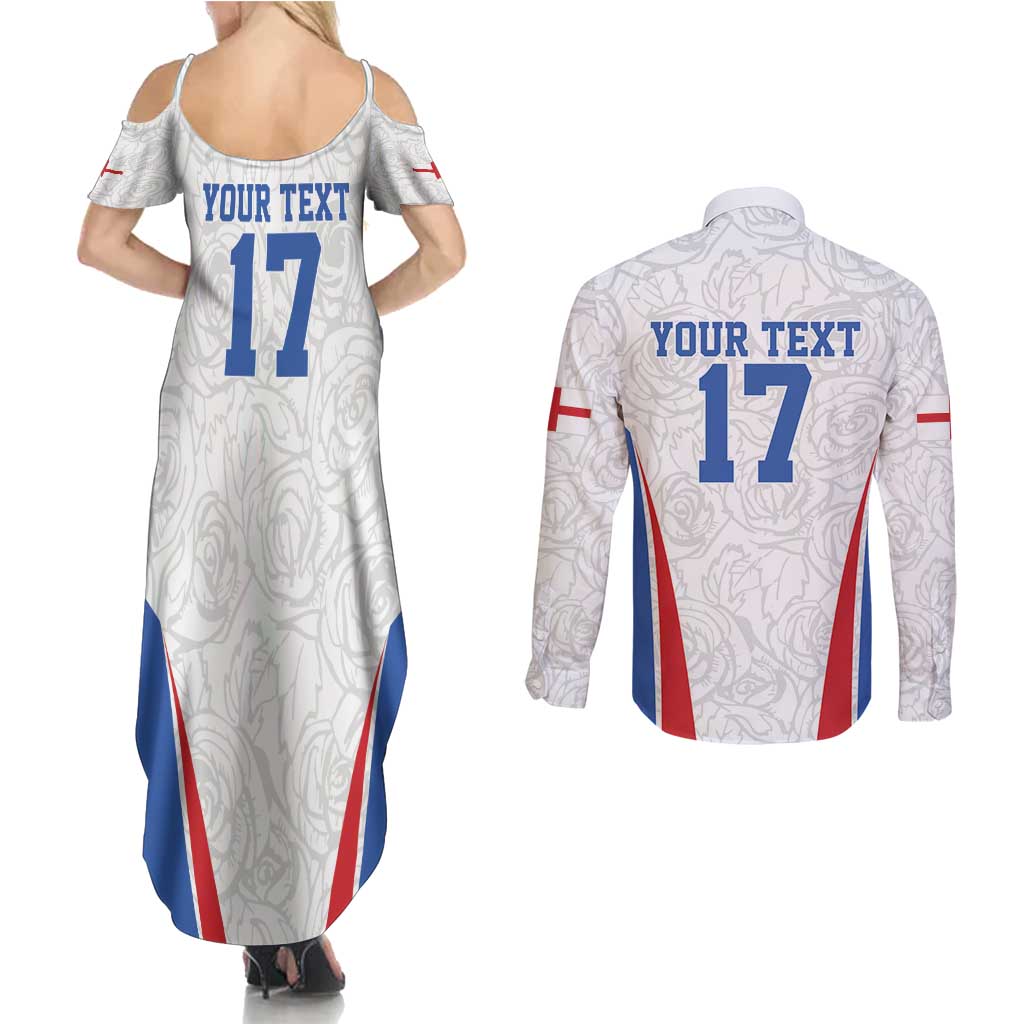 Custom England Football We are Champions Couples Matching Summer Maxi Dress and Long Sleeve Button Shirt Sporty Style The Three Lions