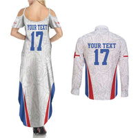 Custom England Football We are Champions Couples Matching Summer Maxi Dress and Long Sleeve Button Shirt Sporty Style The Three Lions