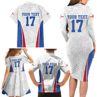 Custom England Football We are Champions Family Matching Long Sleeve Bodycon Dress and Hawaiian Shirt Sporty Style The Three Lions