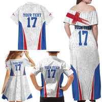 Custom England Football We are Champions Family Matching Off Shoulder Maxi Dress and Hawaiian Shirt Sporty Style The Three Lions
