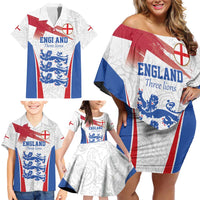 Custom England Football We are Champions Family Matching Off Shoulder Short Dress and Hawaiian Shirt Sporty Style The Three Lions